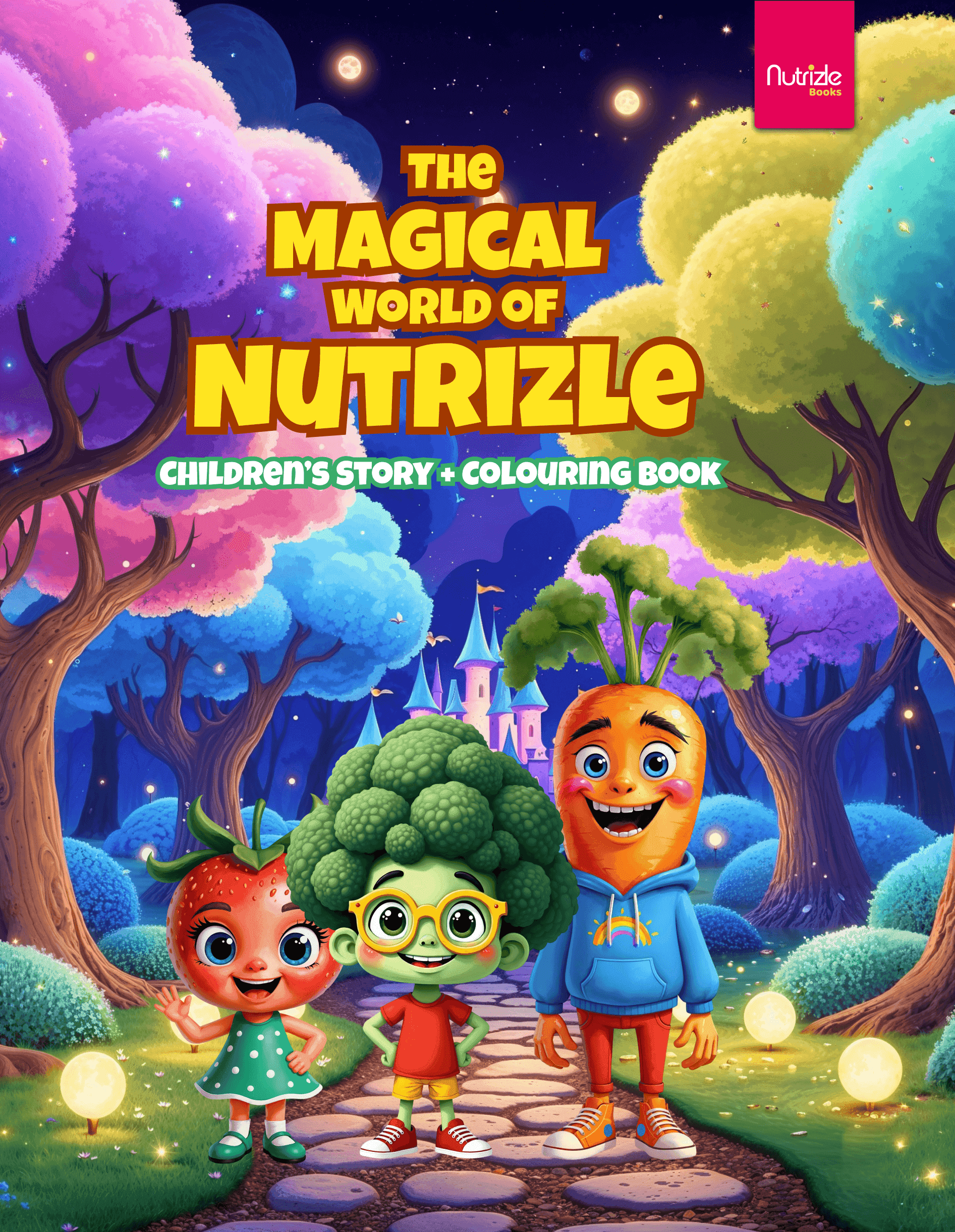 The Magical World of Nutrizle story and colouring book cover
